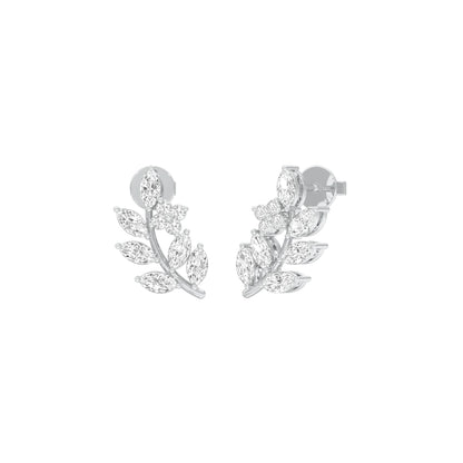 Leaf Vine Diamond Stud Earrings 18 KT / White Gold