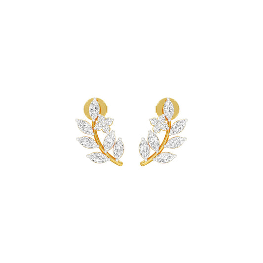 Leaf Vine Diamond Stud Earrings 18 KT / Yellow Gold