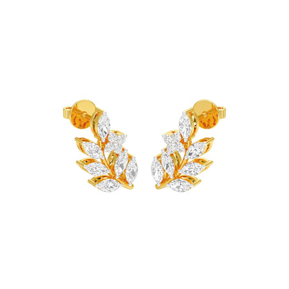 Leaf Vine Diamond Stud Earrings 18 KT / Yellow Gold