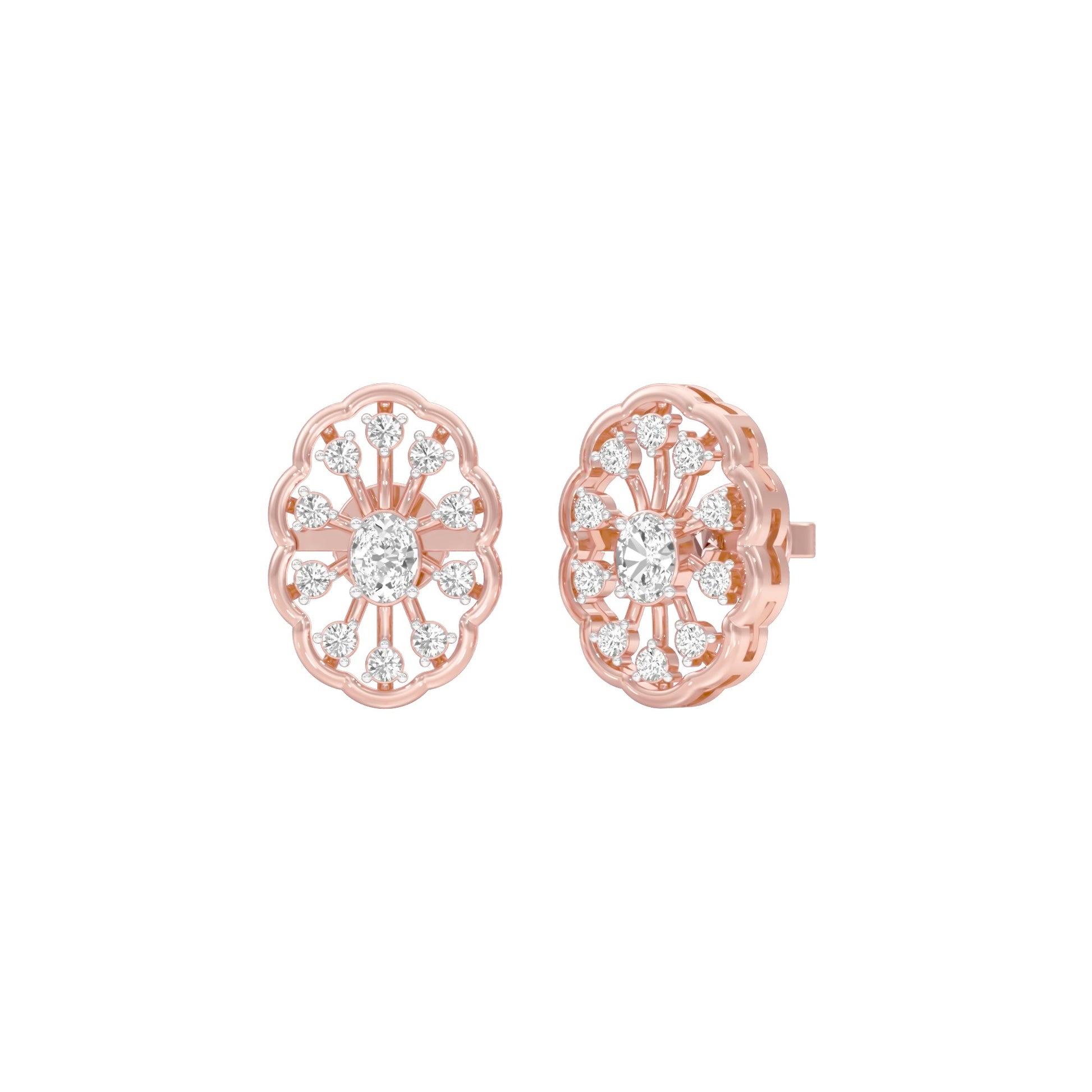 OrnaFlare Diamond Stud Earrings 18 KT / Rose Gold
