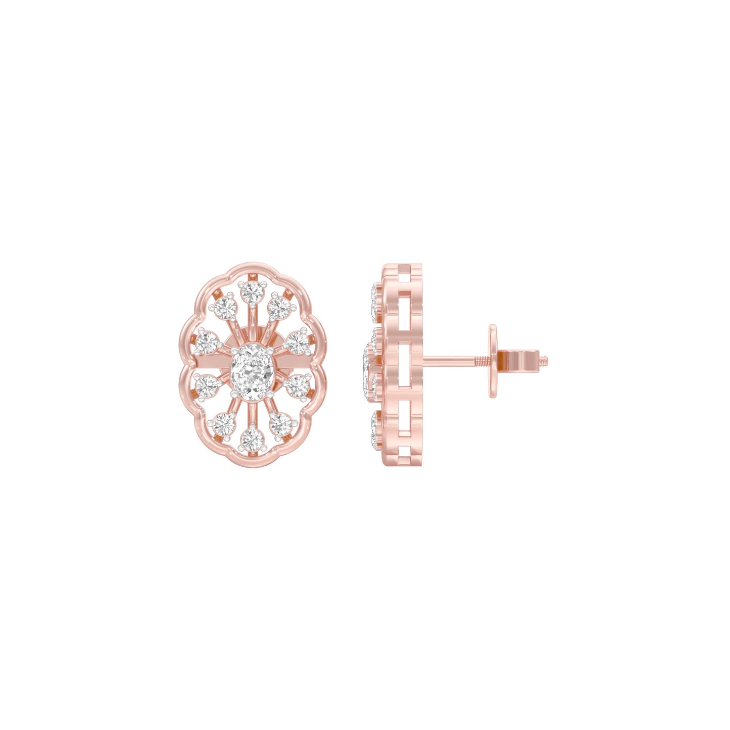 OrnaFlare Diamond Stud Earrings 18 KT / Rose Gold