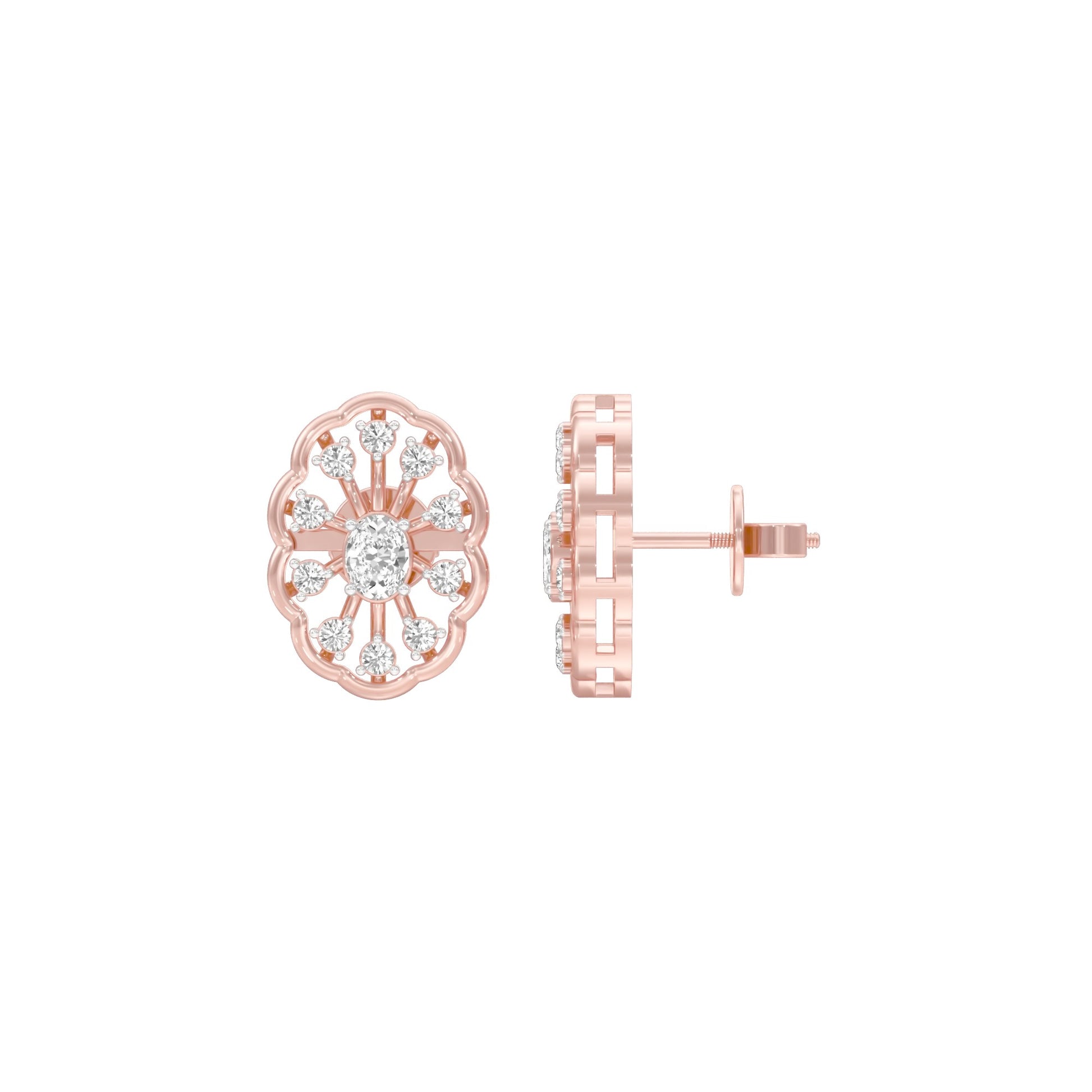 OrnaFlare Diamond Stud Earrings 18 KT / Rose Gold
