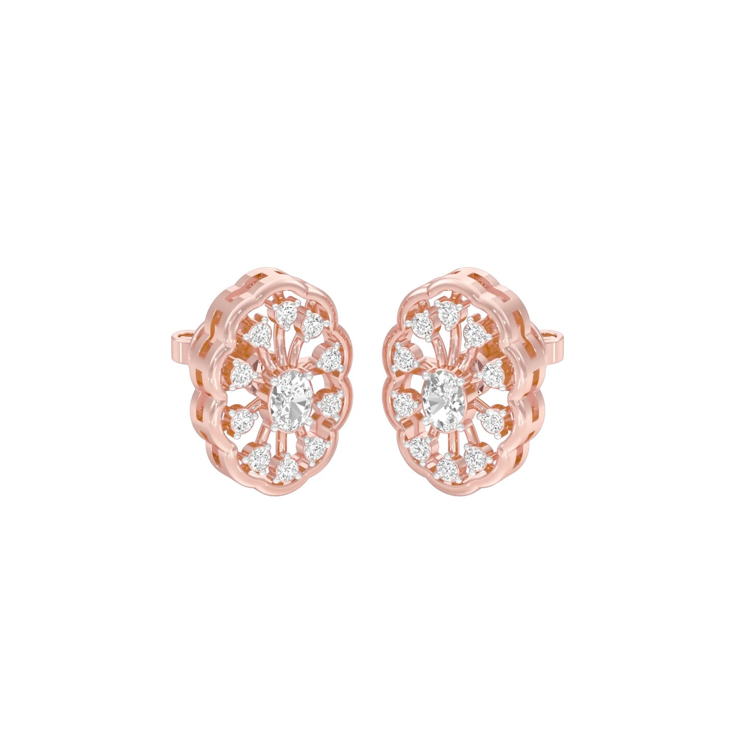 OrnaFlare Diamond Stud Earrings 18 KT / Rose Gold