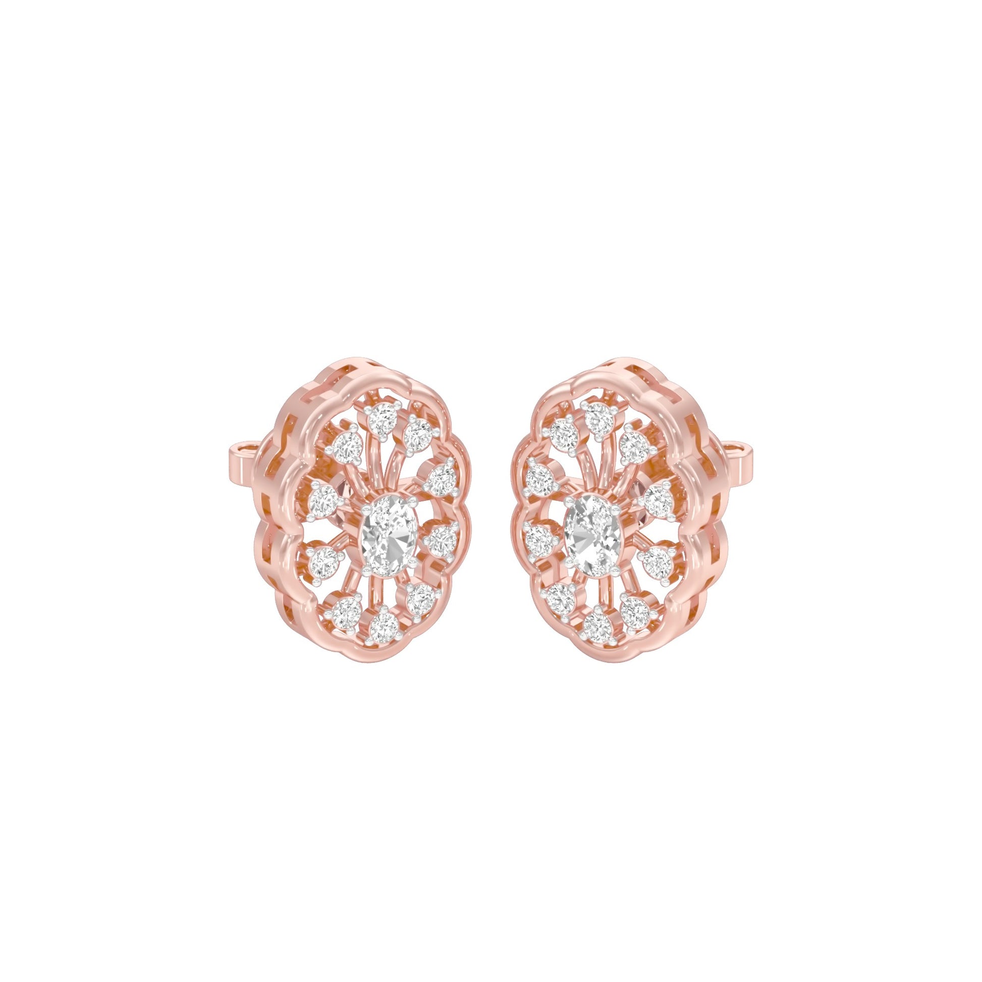 OrnaFlare Diamond Stud Earrings 18 KT / Rose Gold