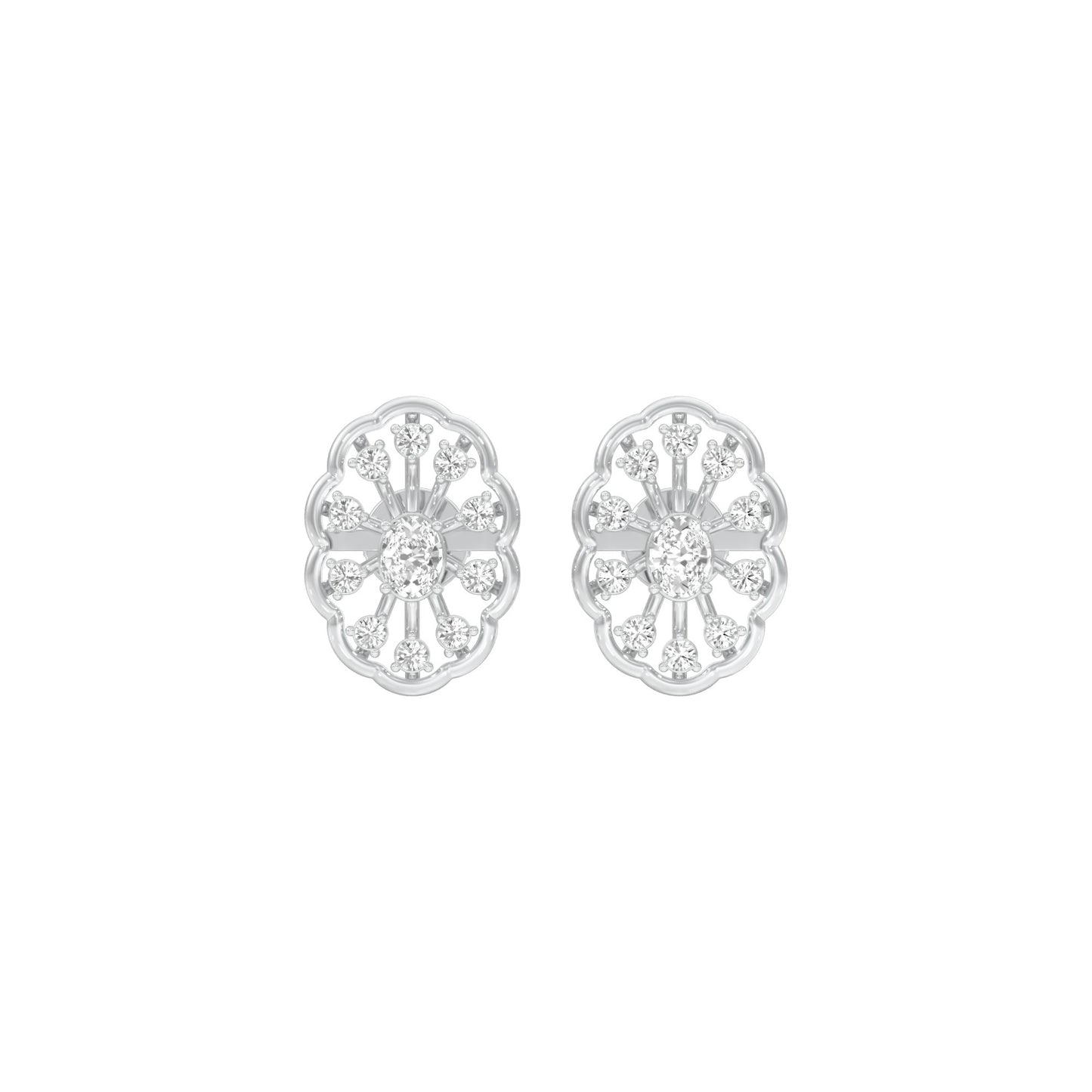 OrnaFlare Diamond Stud Earrings 18 KT / White Gold