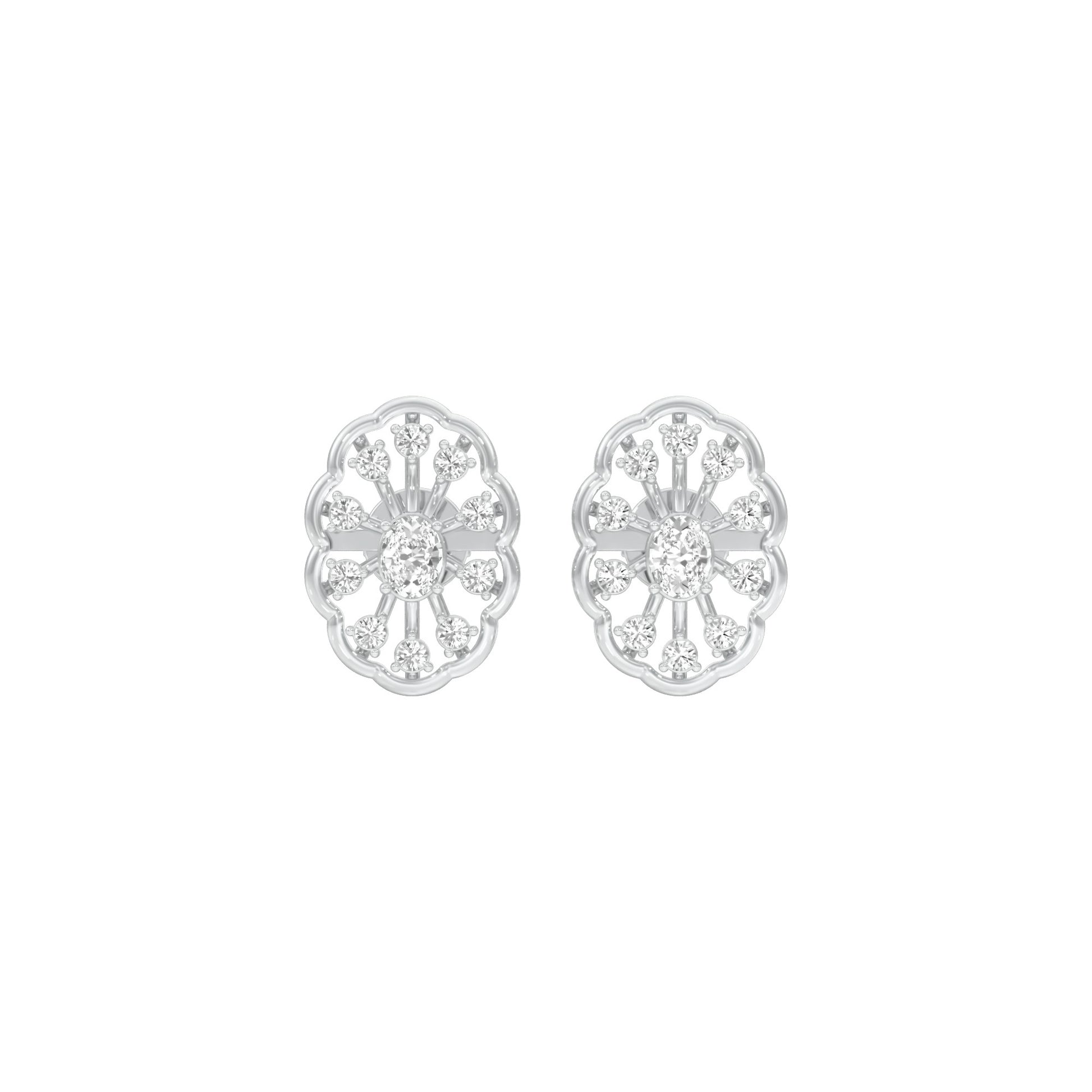 OrnaFlare Diamond Stud Earrings 18 KT / White Gold