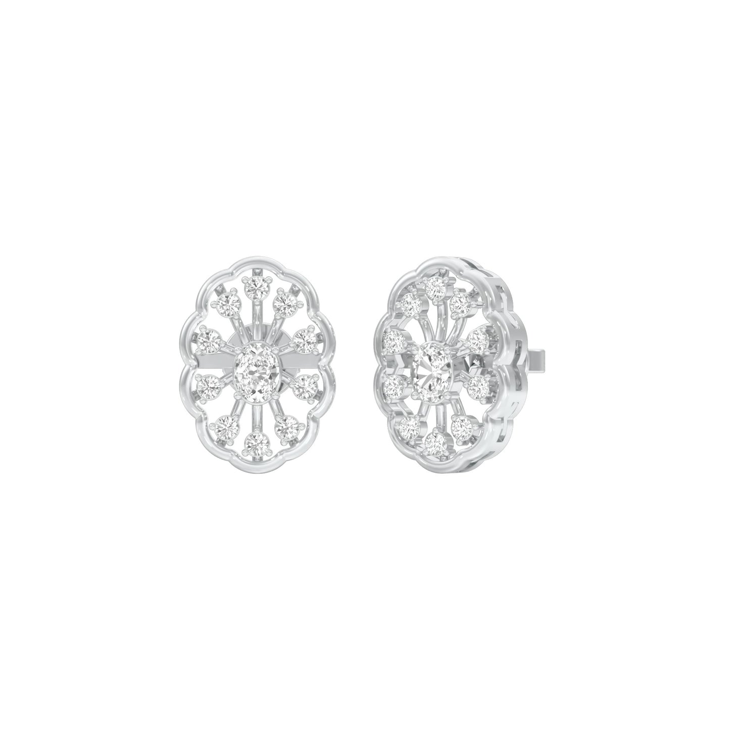OrnaFlare Diamond Stud Earrings 18 KT / White Gold
