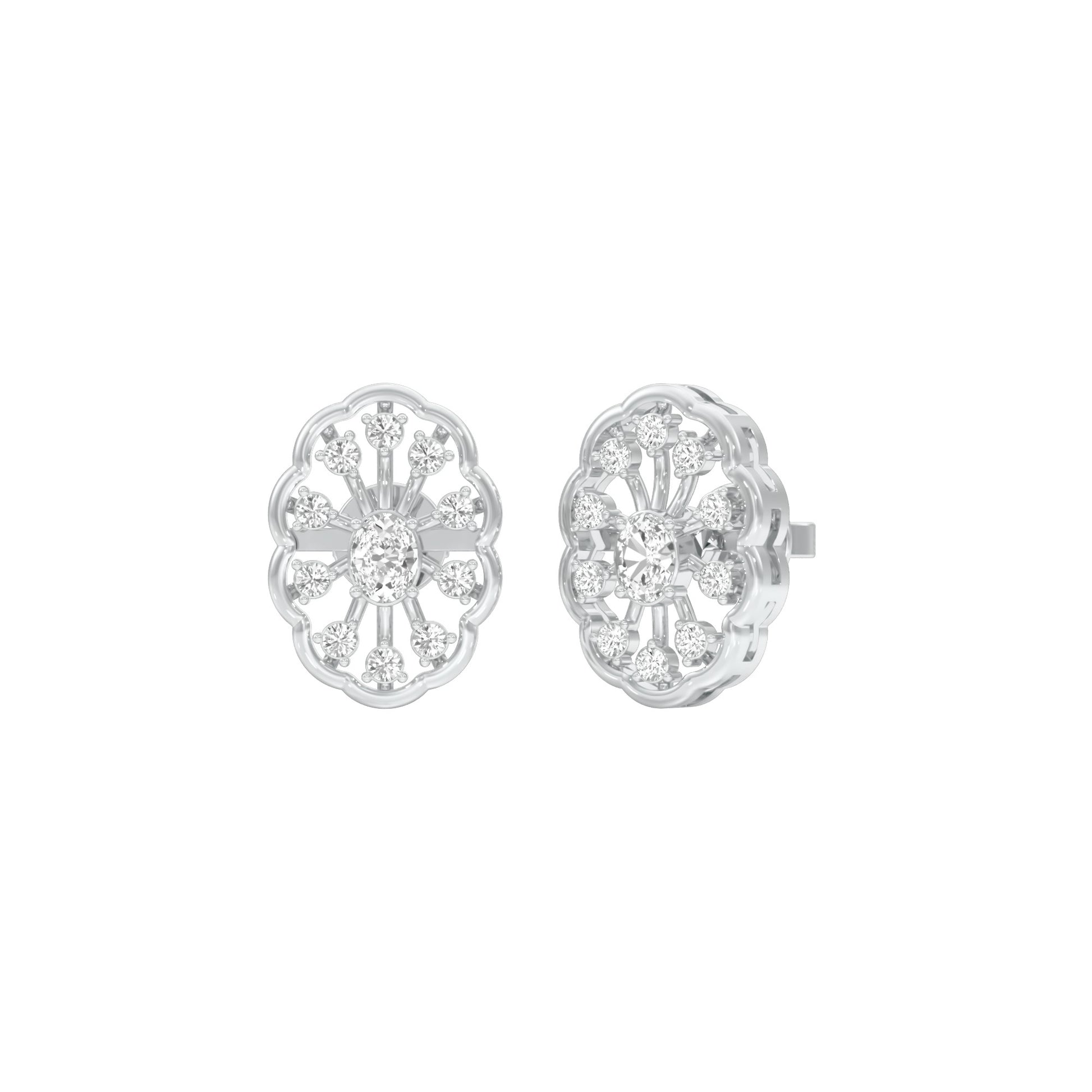 OrnaFlare Diamond Stud Earrings 18 KT / White Gold