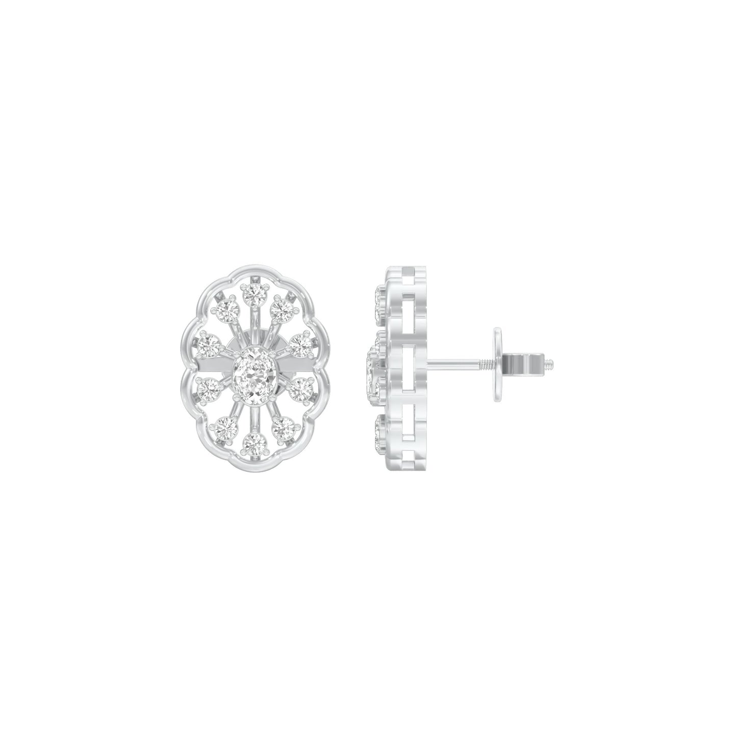 OrnaFlare Diamond Stud Earrings 18 KT / White Gold