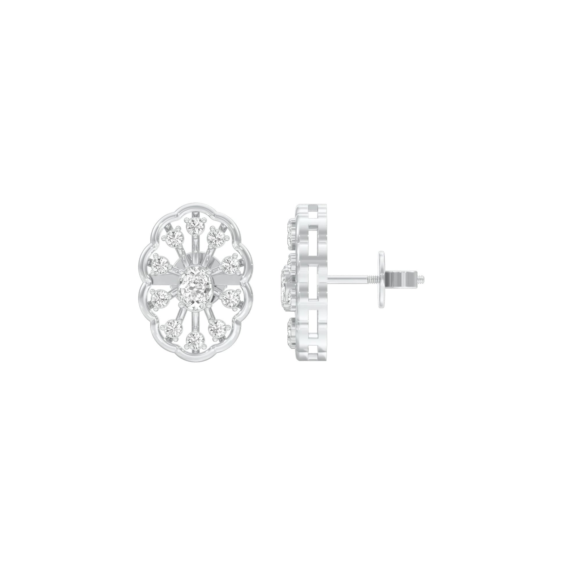 OrnaFlare Diamond Stud Earrings 18 KT / White Gold