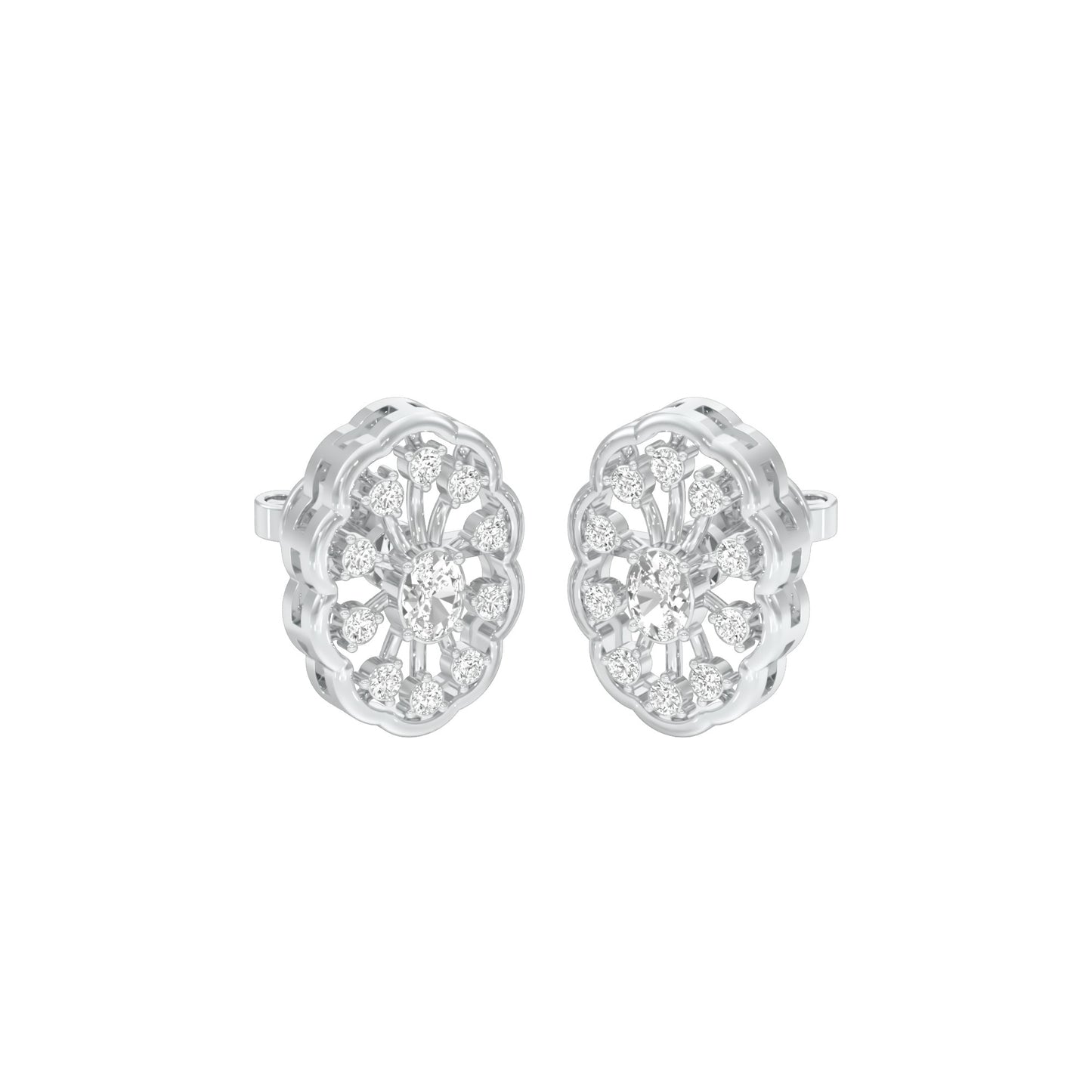 OrnaFlare Diamond Stud Earrings 18 KT / White Gold