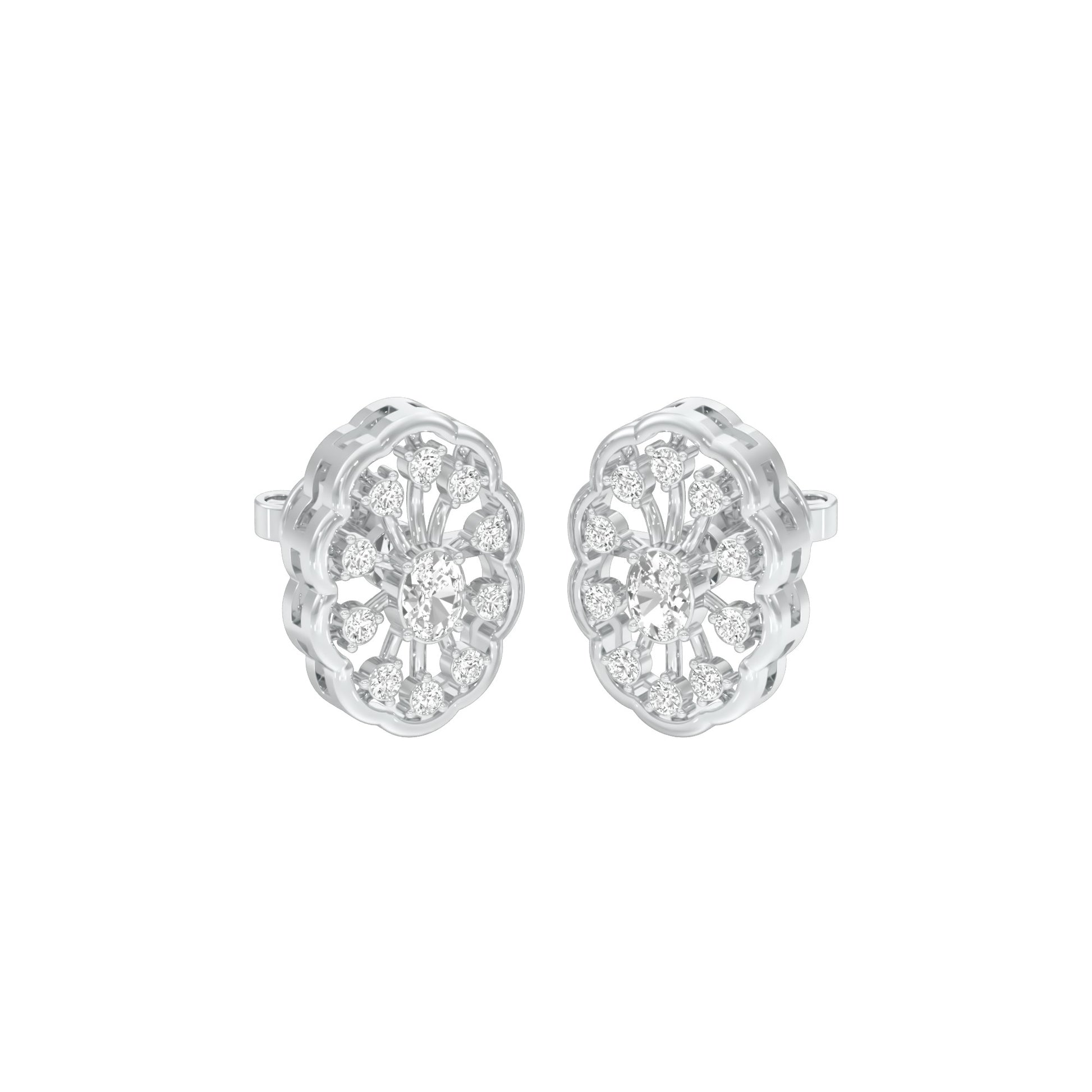 OrnaFlare Diamond Stud Earrings 18 KT / White Gold