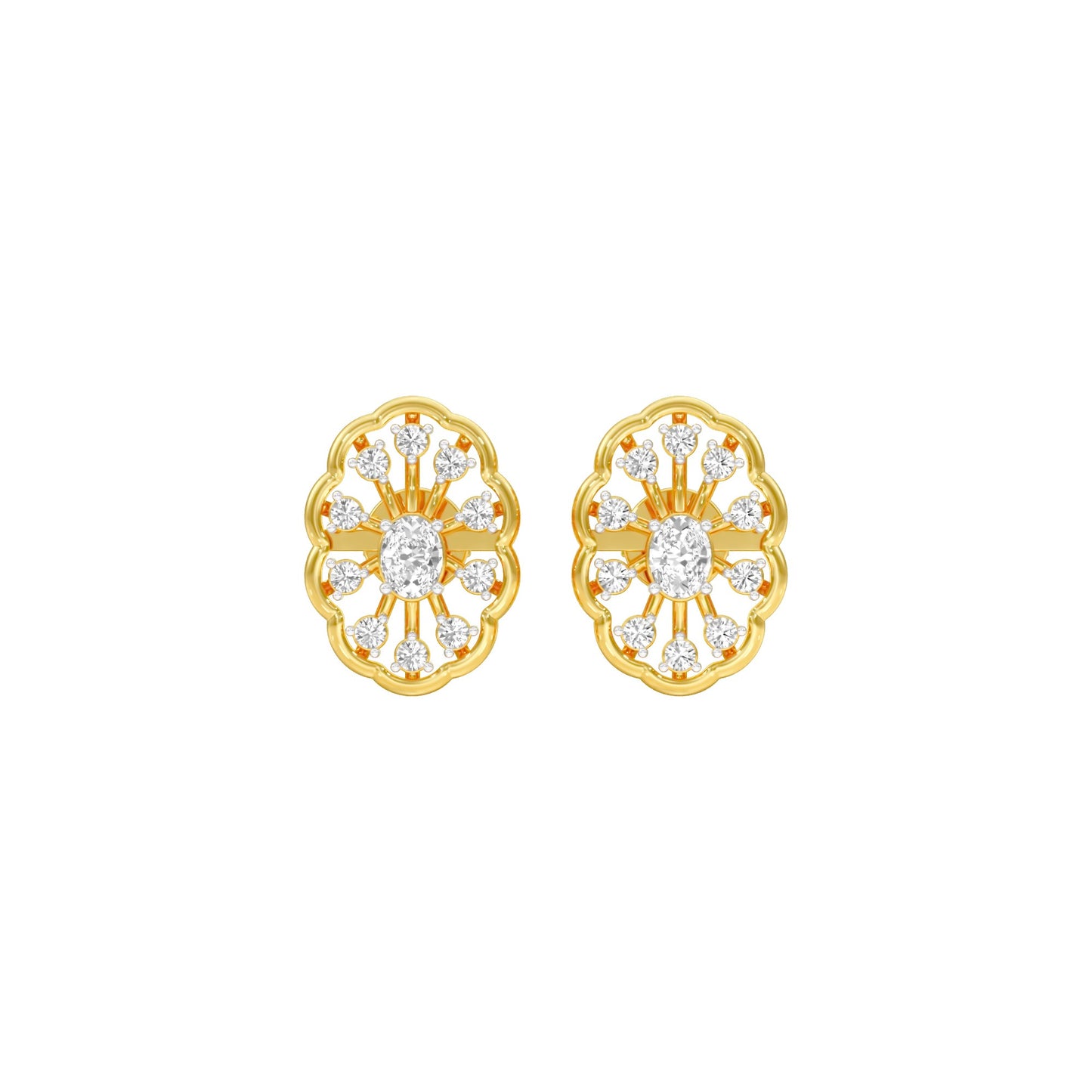 OrnaFlare Diamond Stud Earrings 18 KT / Yellow Gold