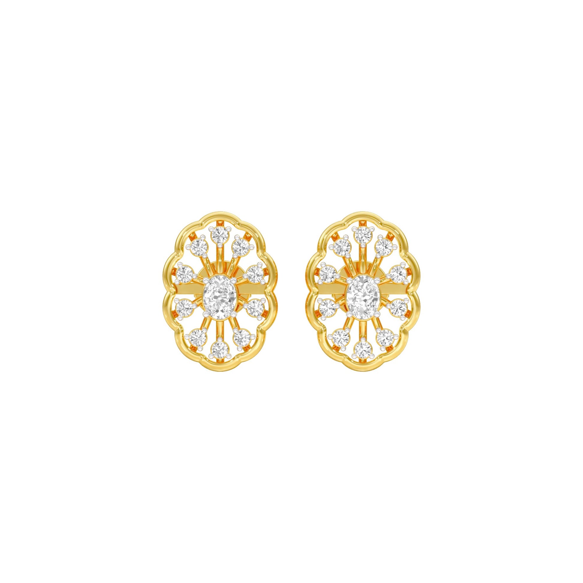 OrnaFlare Diamond Stud Earrings 18 KT / Yellow Gold