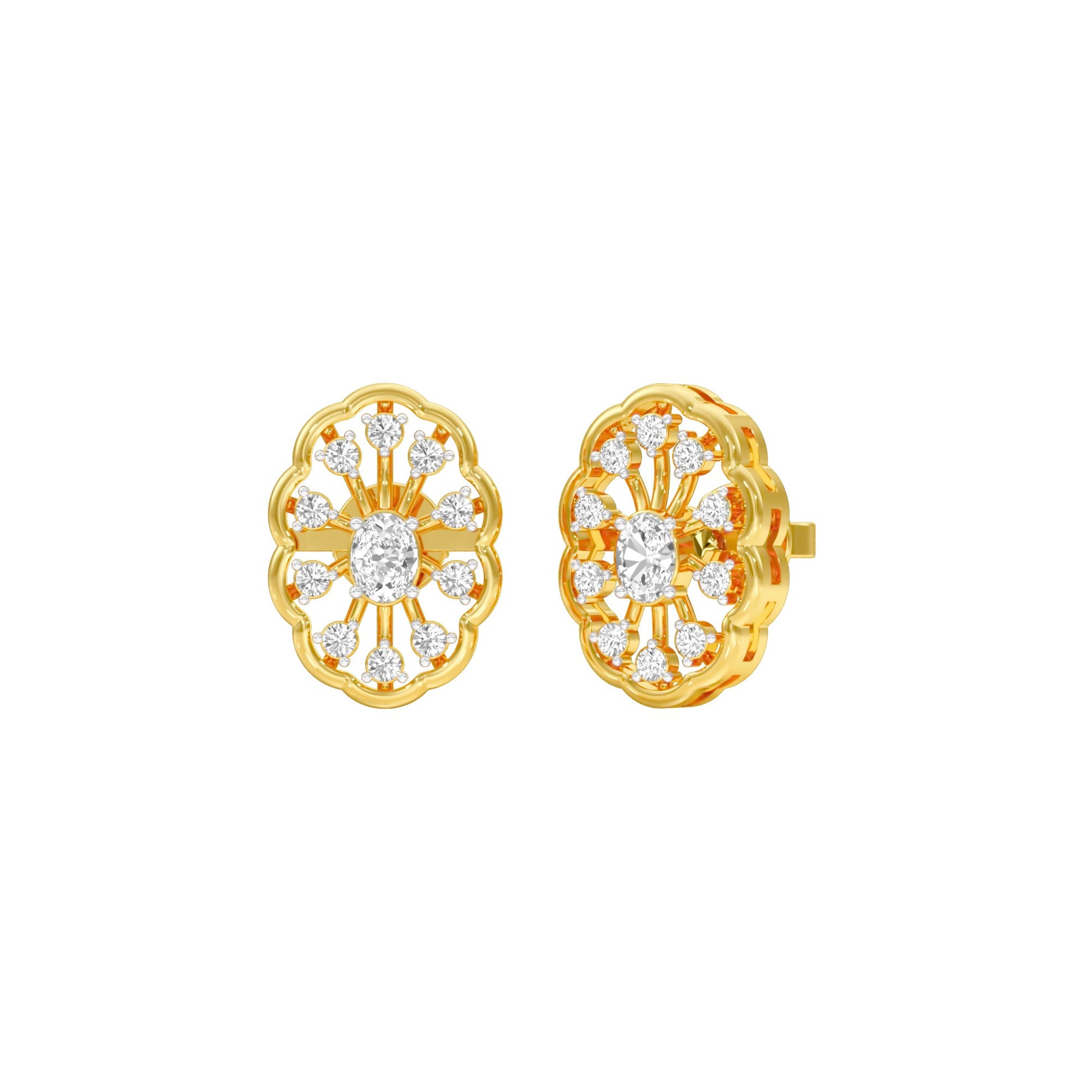 OrnaFlare Diamond Stud Earrings 18 KT / Yellow Gold