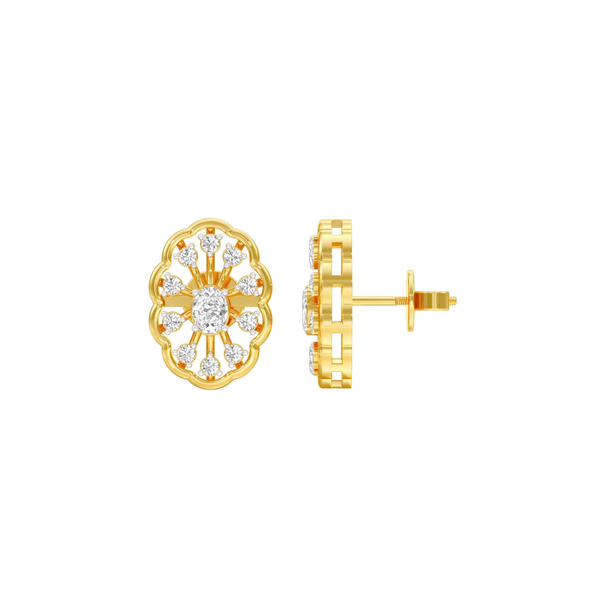 OrnaFlare Diamond Stud Earrings 18 KT / Yellow Gold