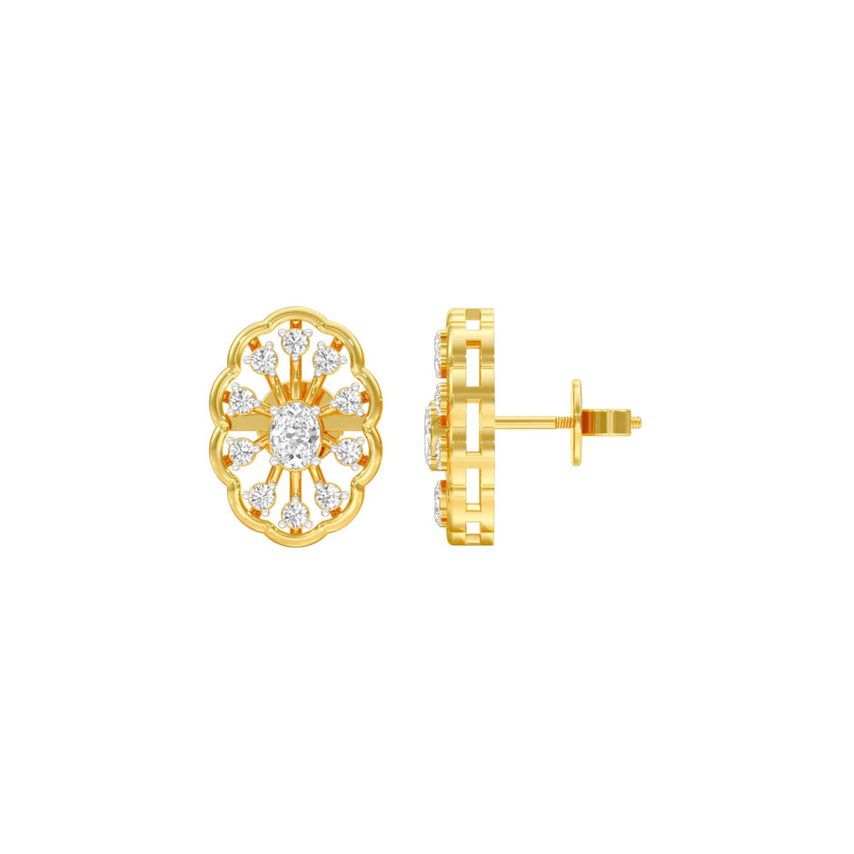 OrnaFlare Diamond Stud Earrings 18 KT / Yellow Gold