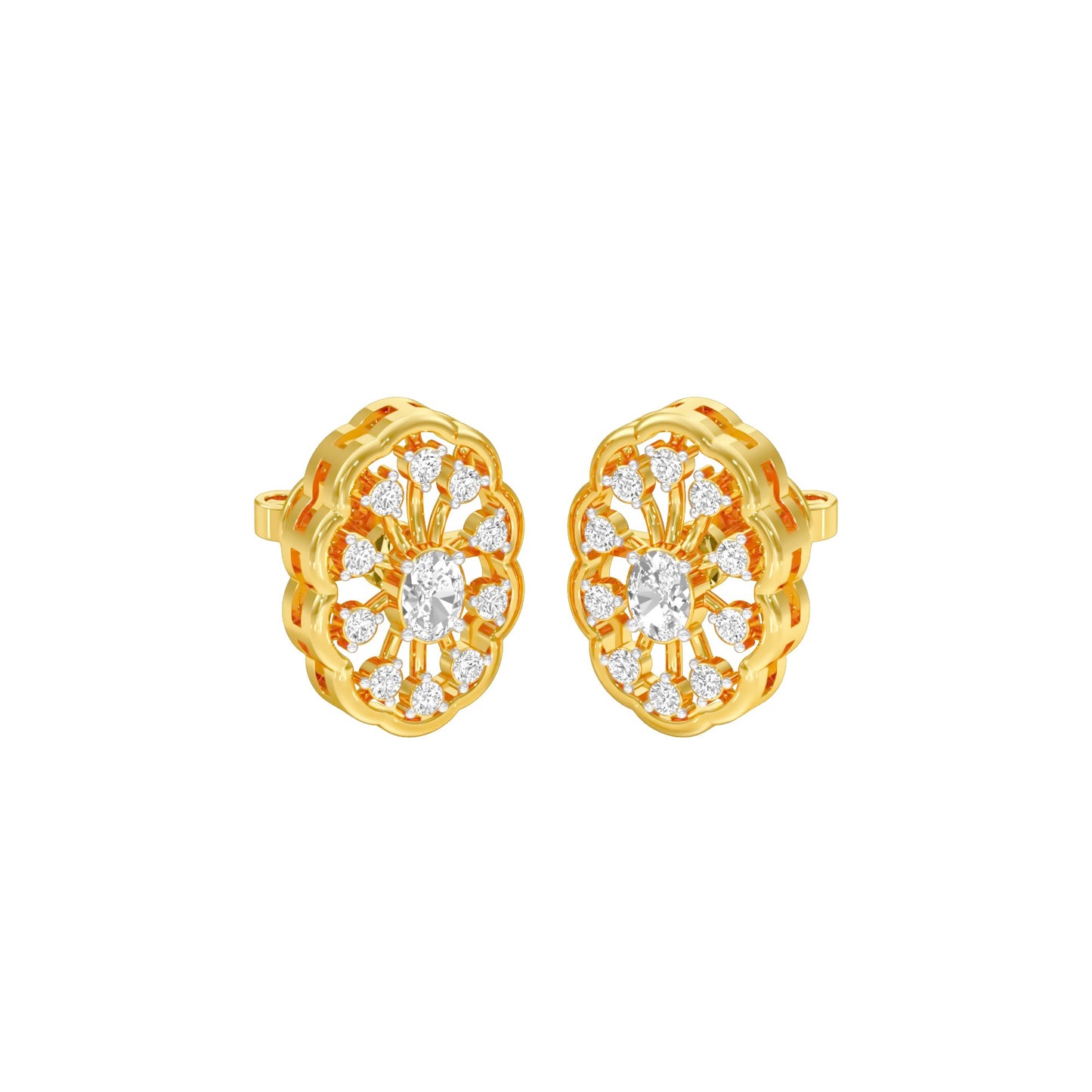 OrnaFlare Diamond Stud Earrings 18 KT / Yellow Gold