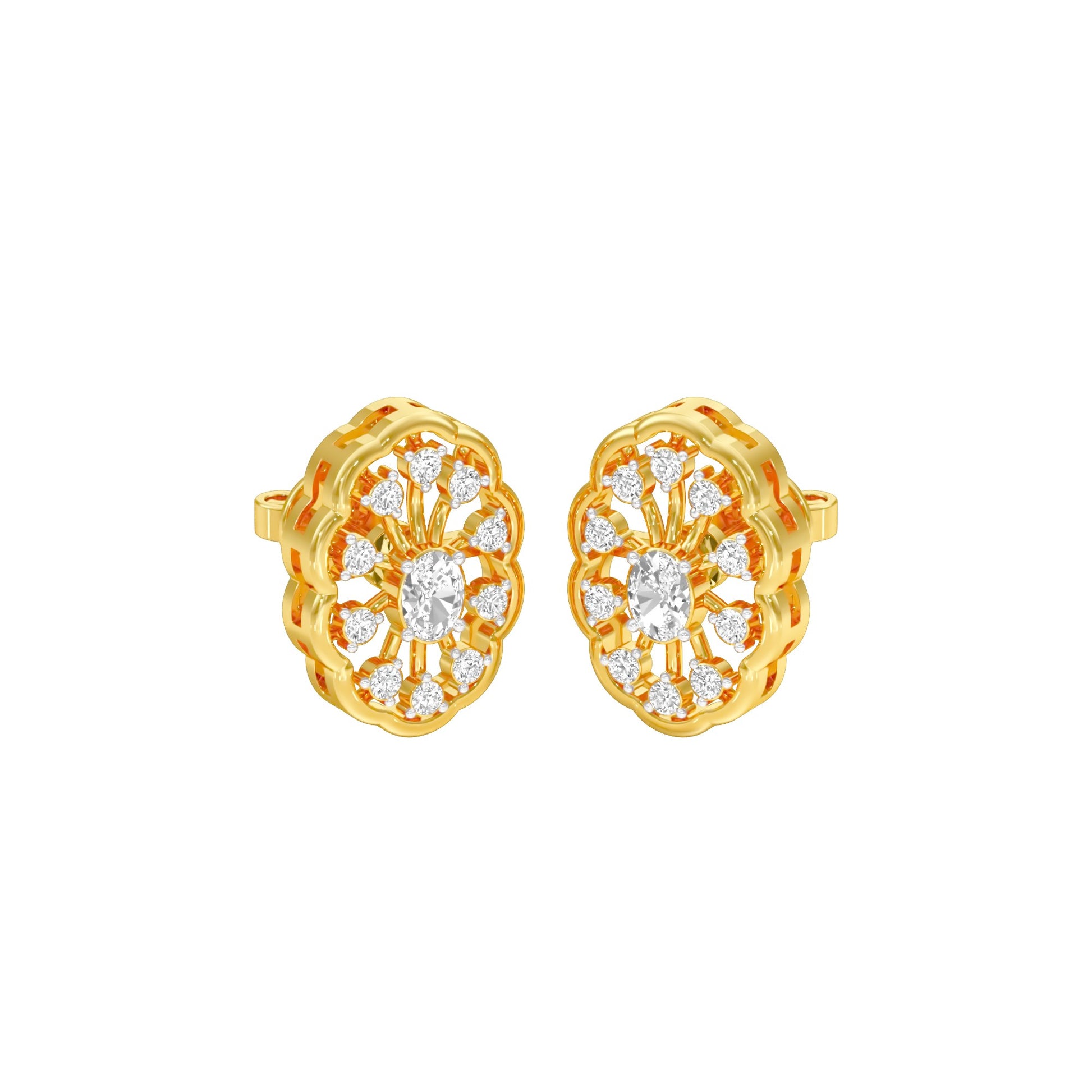 OrnaFlare Diamond Stud Earrings 18 KT / Yellow Gold
