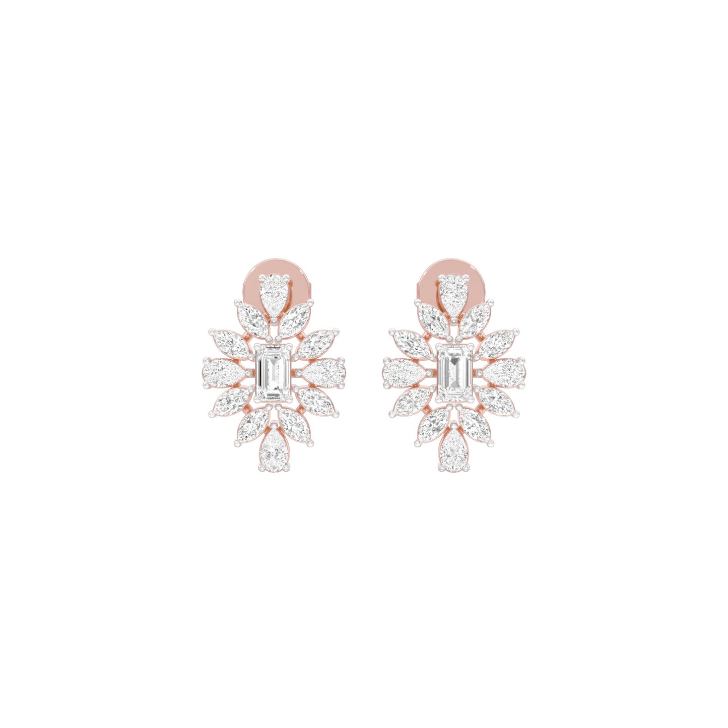 Ruffled Diamond Stud Earrings 18 KT / Rose Gold