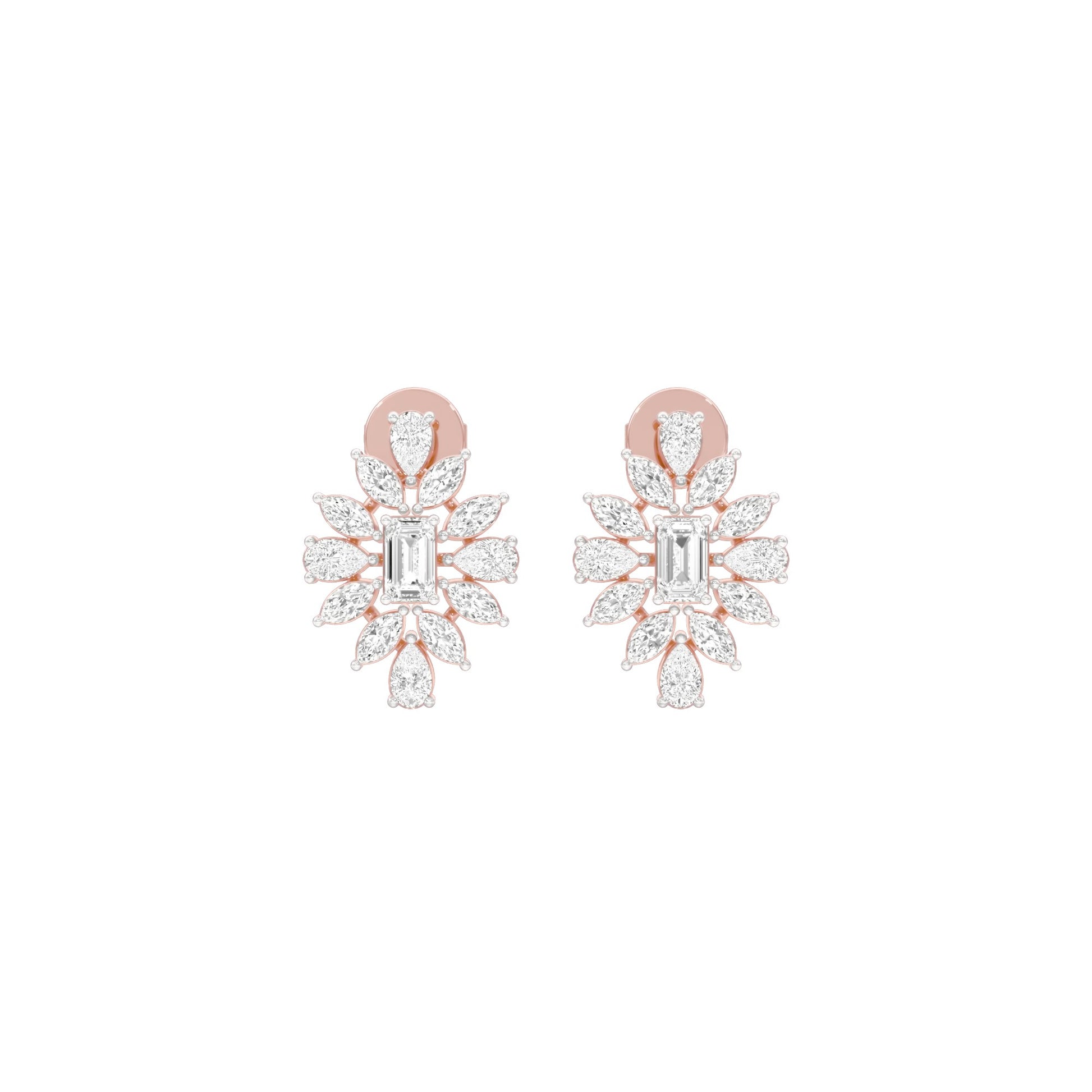 Ruffled Diamond Stud Earrings 18 KT / Rose Gold