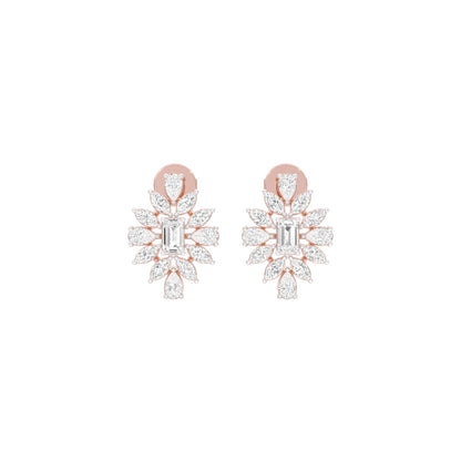 Ruffled Diamond Stud Earrings 18 KT / Rose Gold
