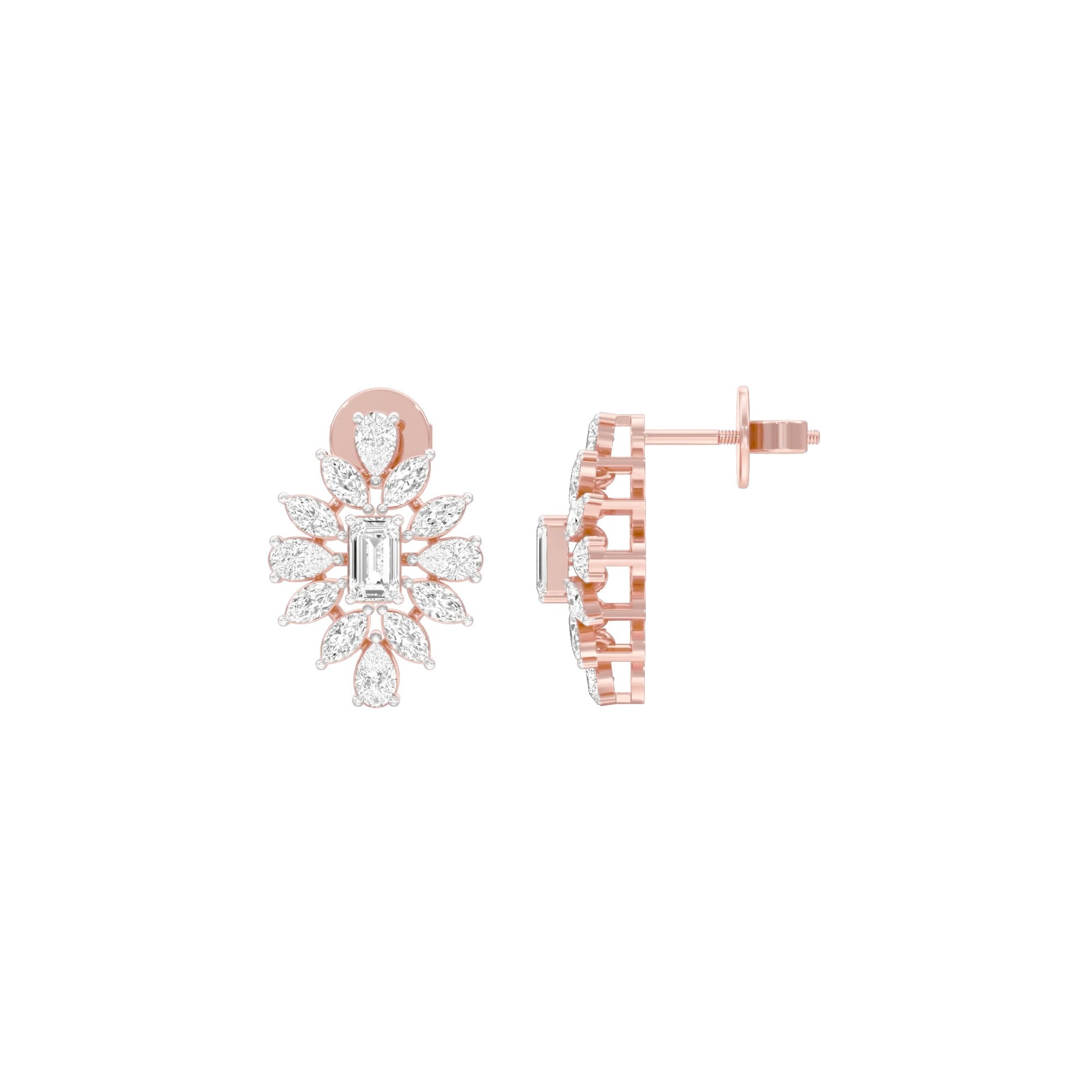 Ruffled Diamond Stud Earrings 18 KT / Rose Gold