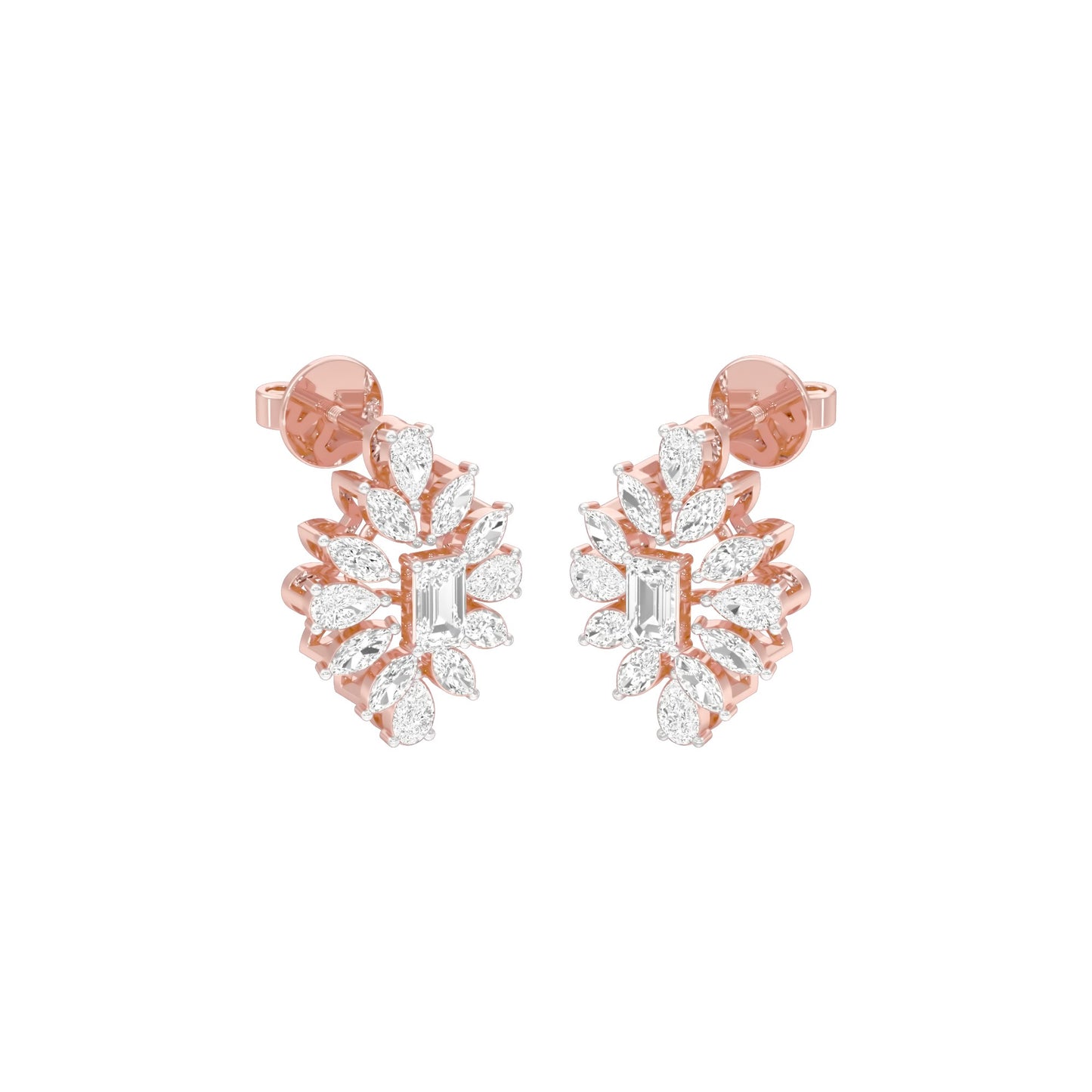 Ruffled Diamond Stud Earrings 18 KT / Rose Gold