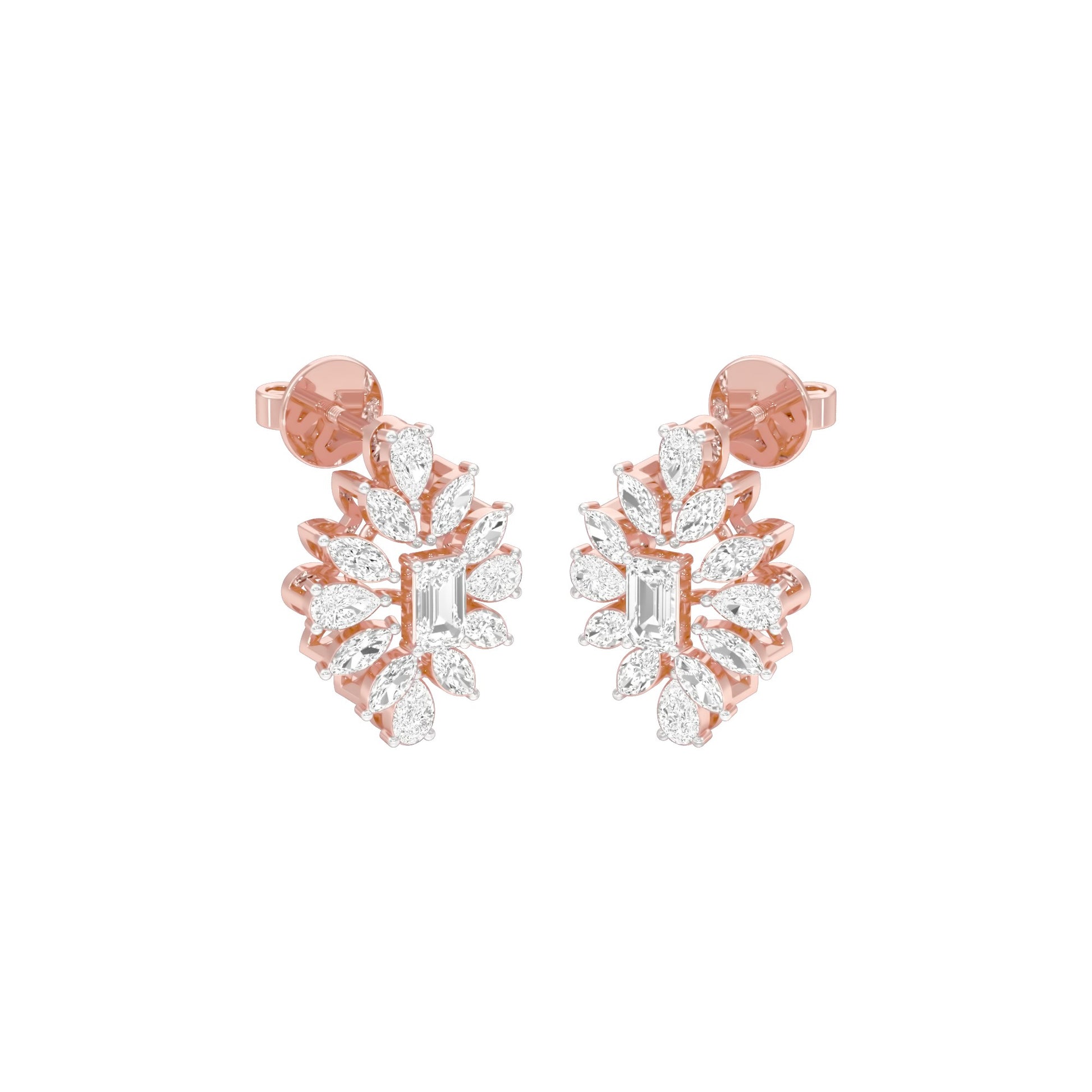 Ruffled Diamond Stud Earrings 18 KT / Rose Gold