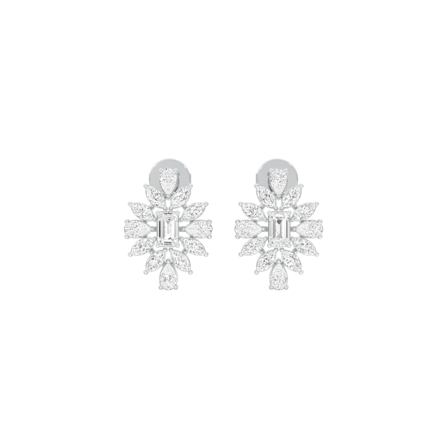 Ruffled Diamond Stud Earrings 18 KT / White Gold