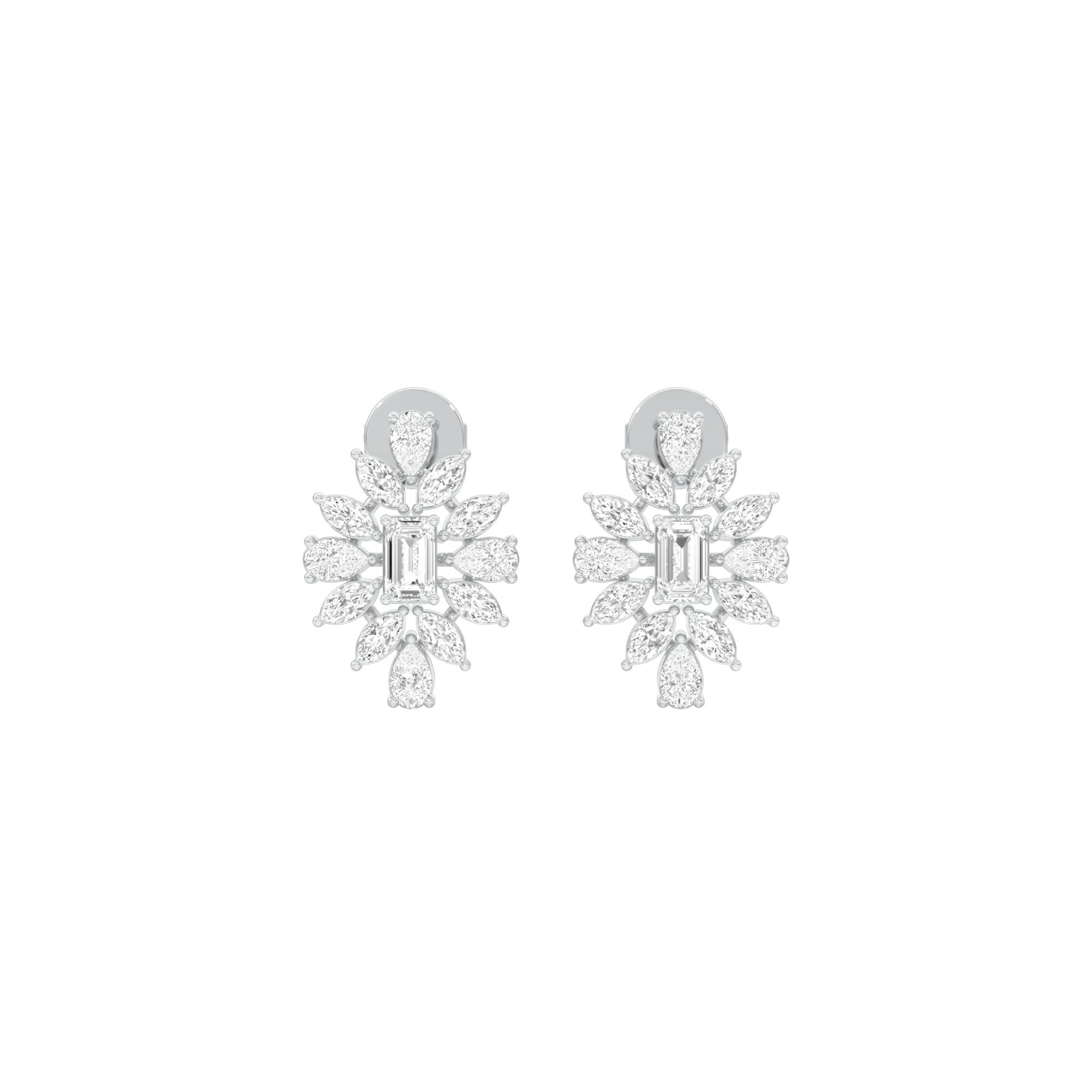 Ruffled Diamond Stud Earrings 18 KT / White Gold
