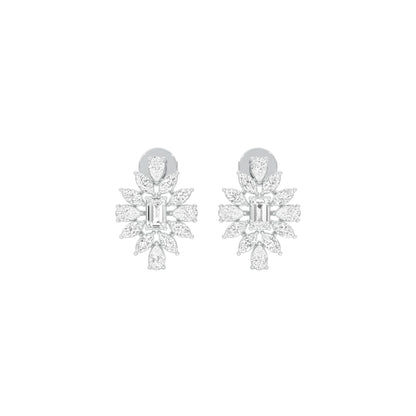Ruffled Diamond Stud Earrings 18 KT / White Gold
