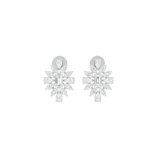 Ruffled Diamond Stud Earrings 18 KT / White Gold