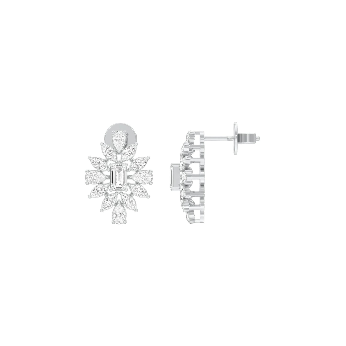 Ruffled Diamond Stud Earrings 18 KT / White Gold