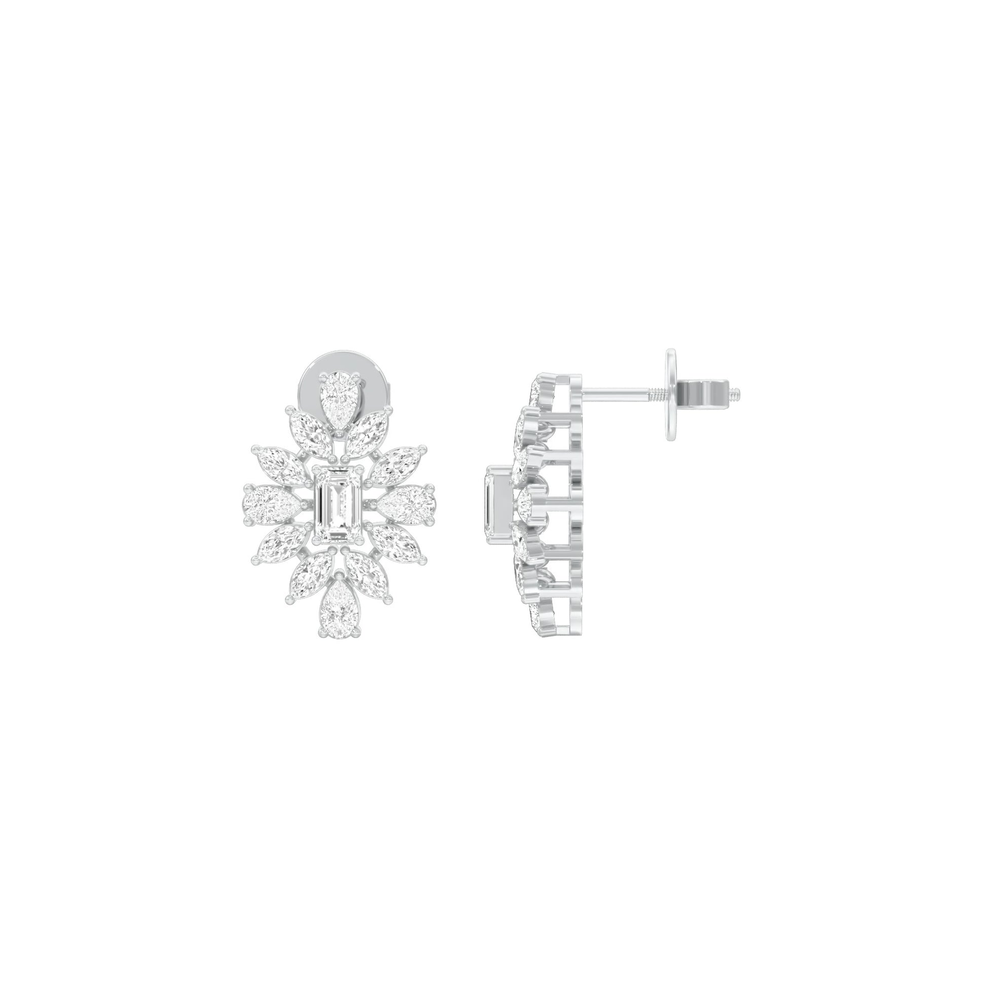 Ruffled Diamond Stud Earrings 18 KT / White Gold
