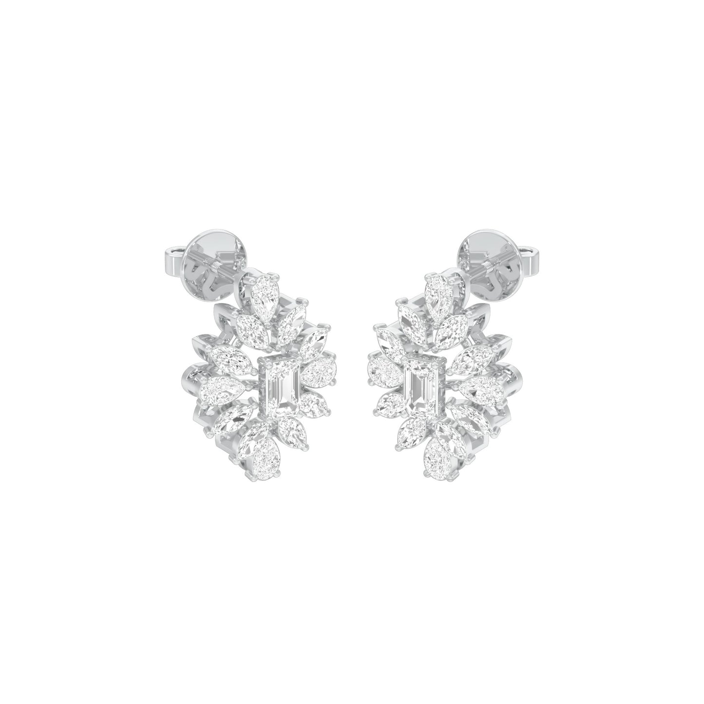 Ruffled Diamond Stud Earrings 18 KT / White Gold