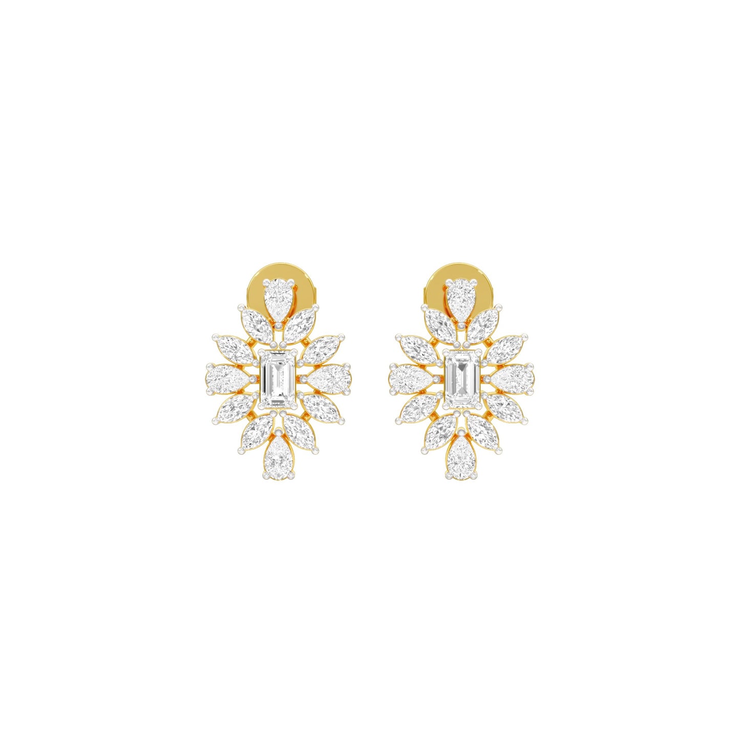 Ruffled Diamond Stud Earrings 18 KT / Yellow Gold