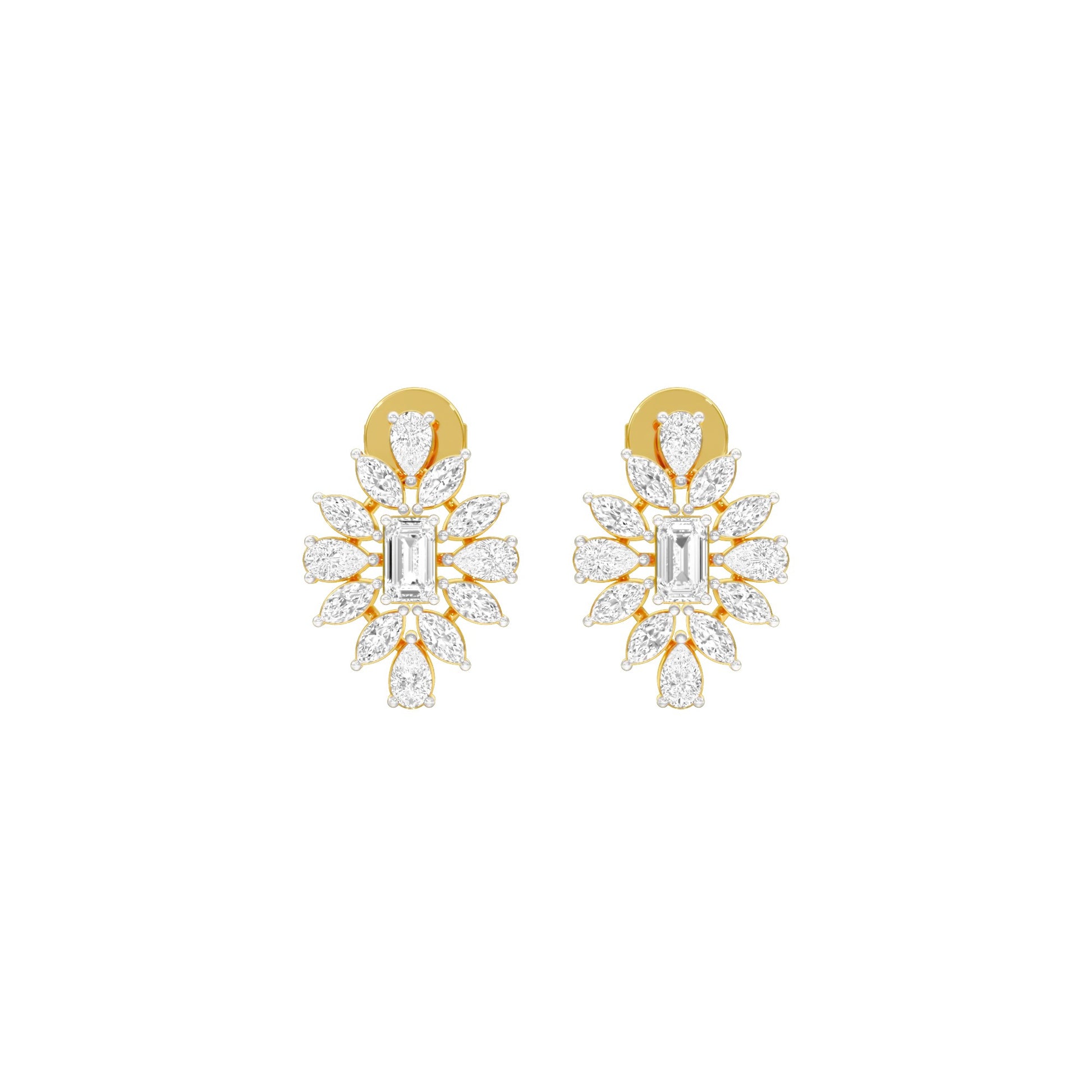 Ruffled Diamond Stud Earrings 18 KT / Yellow Gold