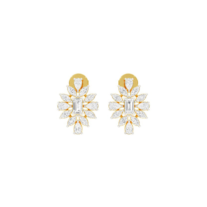 Ruffled Diamond Stud Earrings 18 KT / Yellow Gold