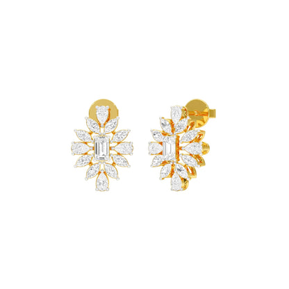 Ruffled Diamond Stud Earrings 18 KT / Yellow Gold