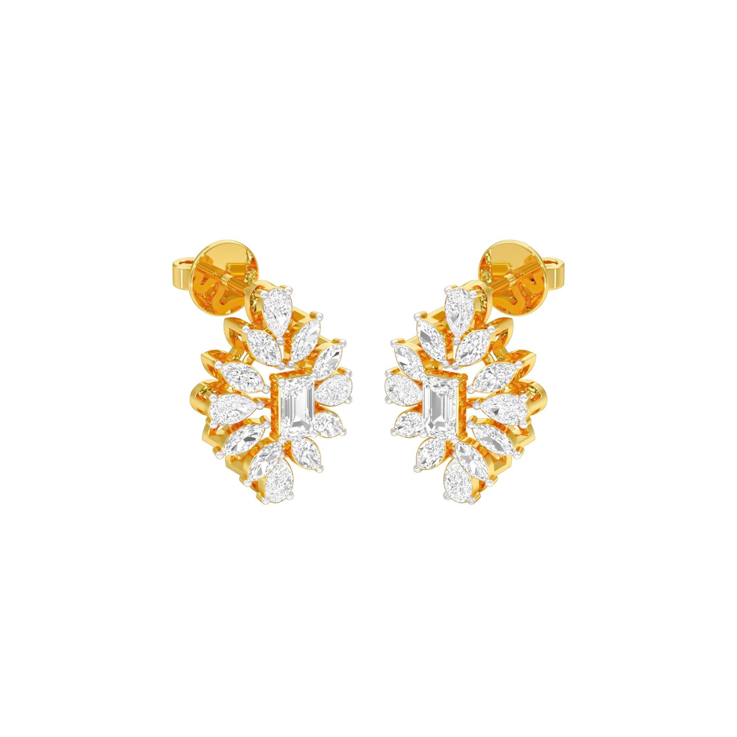 Ruffled Diamond Stud Earrings 18 KT / Yellow Gold