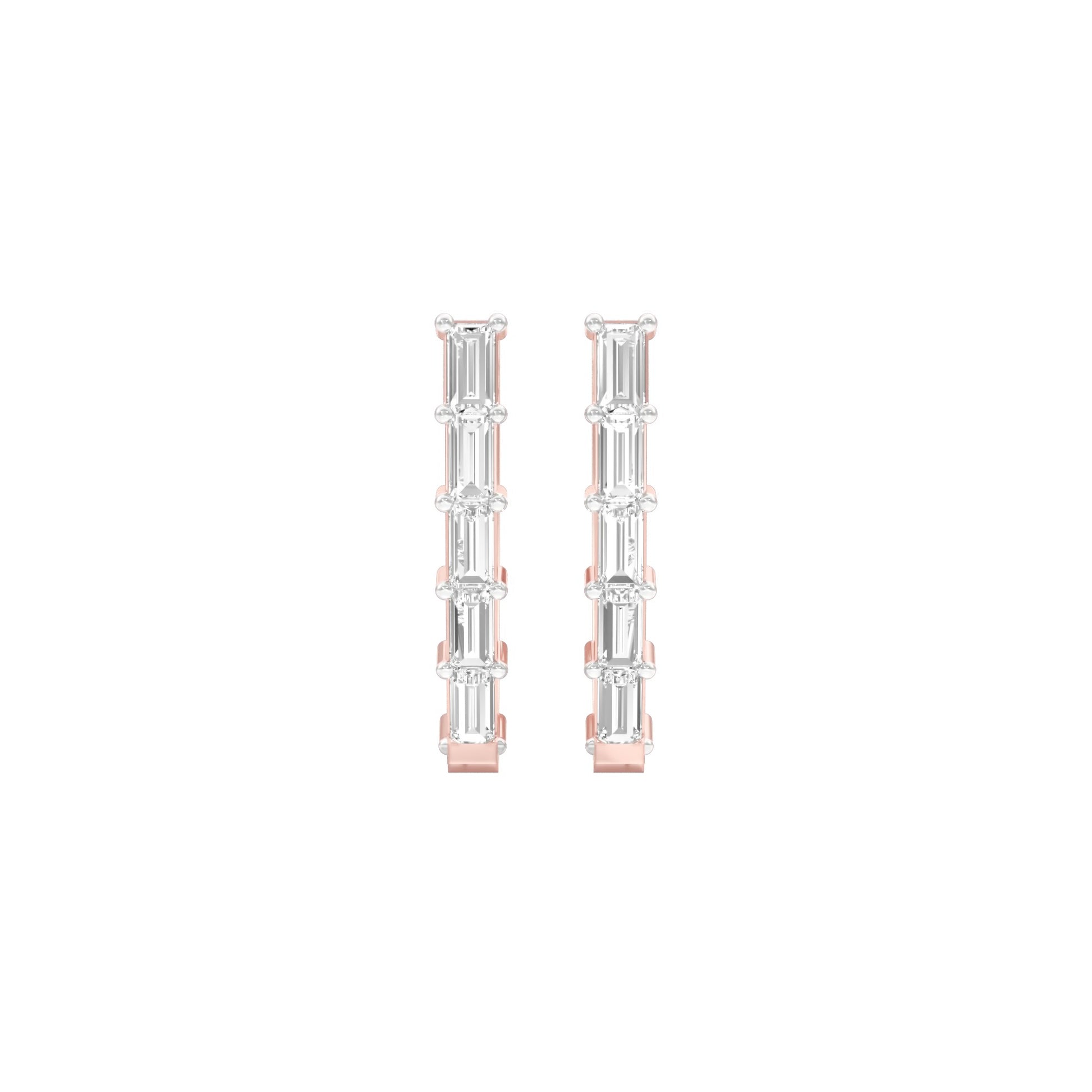 Icy Baugette Diamond Bali Earrings 18 KT / Rose Gold