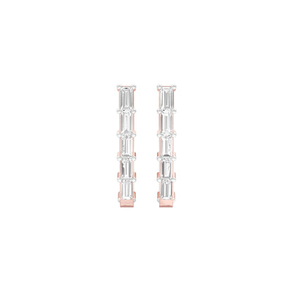 Icy Baugette Diamond Bali Earrings 18 KT / Rose Gold