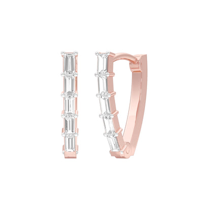 Icy Baugette Diamond Bali Earrings 18 KT / Rose Gold