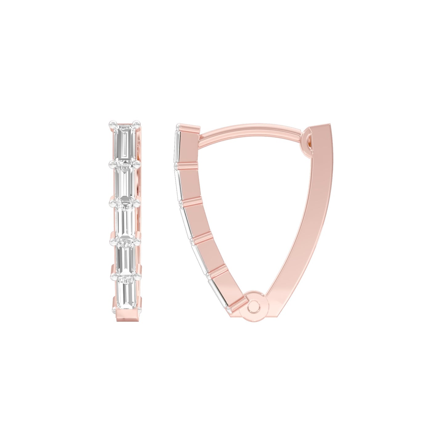 Icy Baugette Diamond Bali Earrings 18 KT / Rose Gold