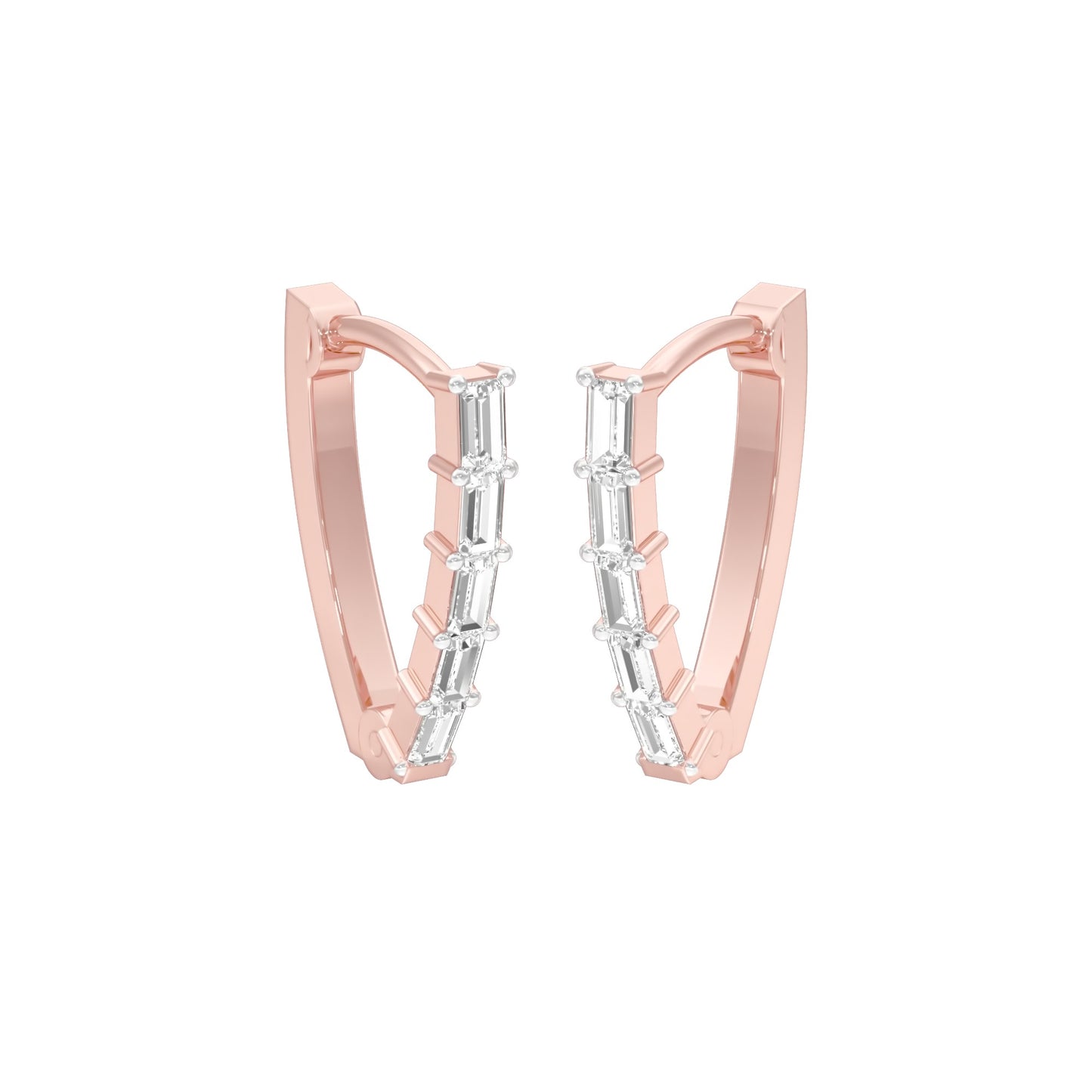 Icy Baugette Diamond Bali Earrings 18 KT / Rose Gold