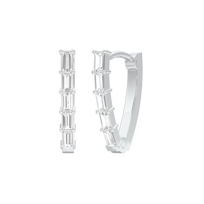 Icy Baugette Diamond Bali Earrings 18 KT / White Gold