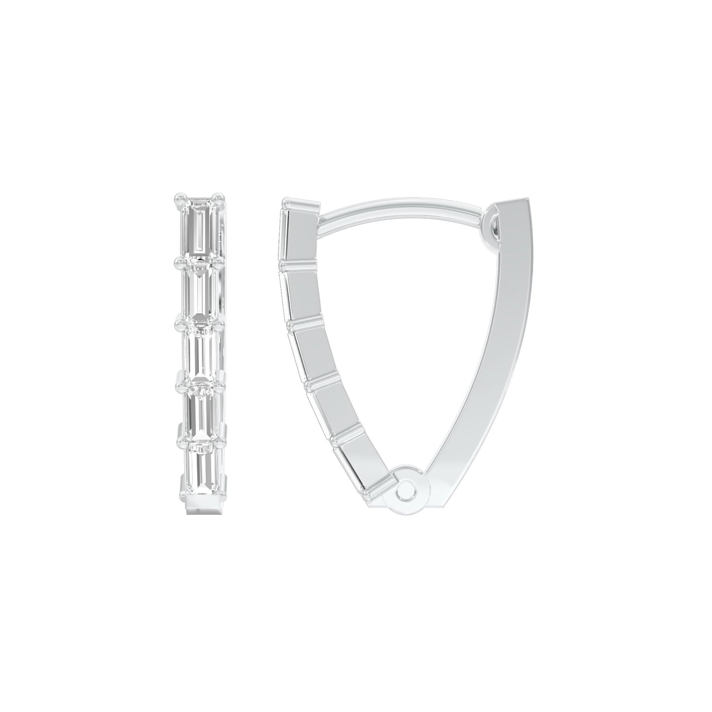 Icy Baugette Diamond Bali Earrings 18 KT / White Gold