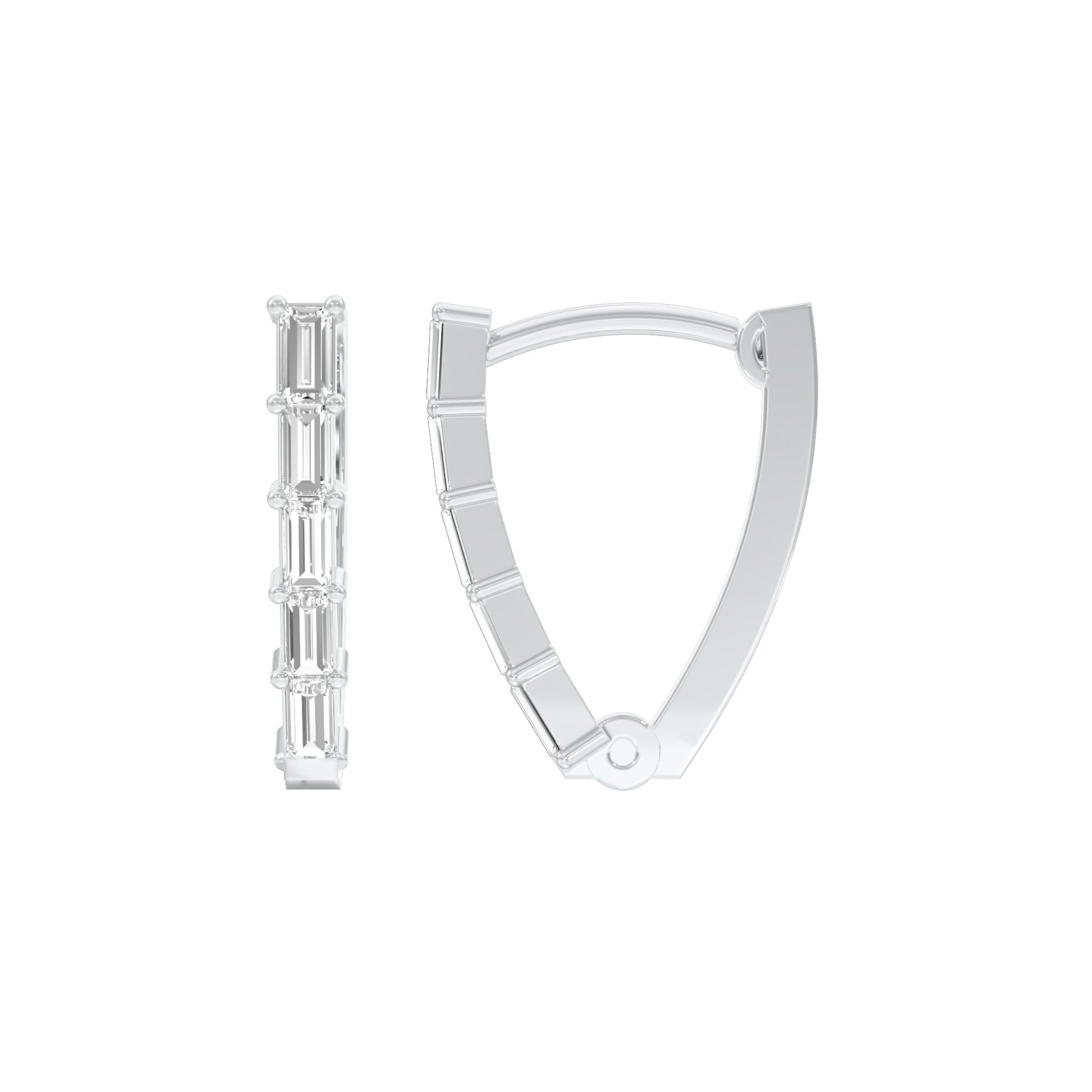 Icy Baugette Diamond Bali Earrings 18 KT / White Gold