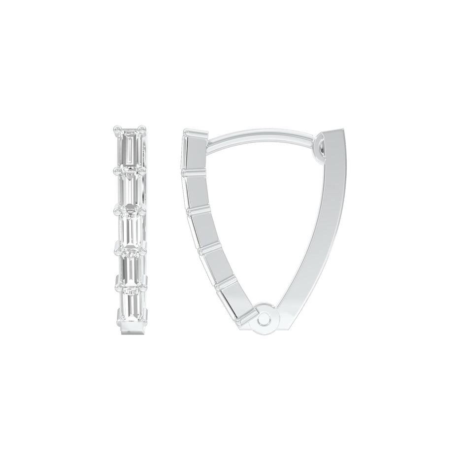 Icy Baugette Diamond Bali Earrings 18 KT / White Gold